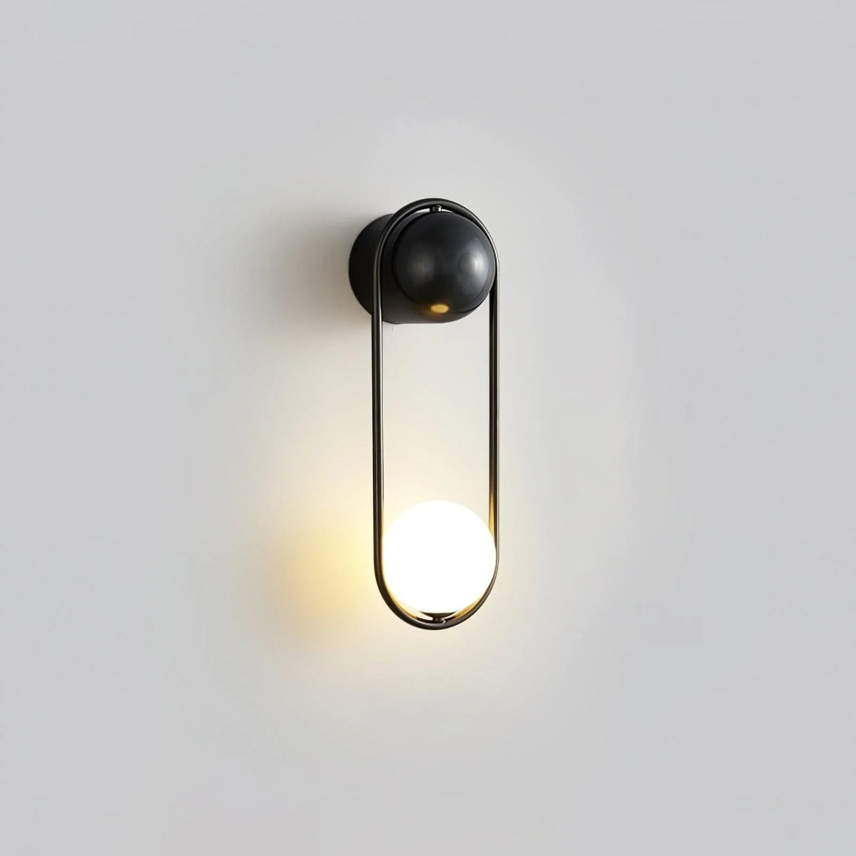 Orb Wall Sconce in brass for Hallway by AUVIELIGHT, ∅ 5.9" x H 18.1"/Dia 15cm x H 46cm / Black & White