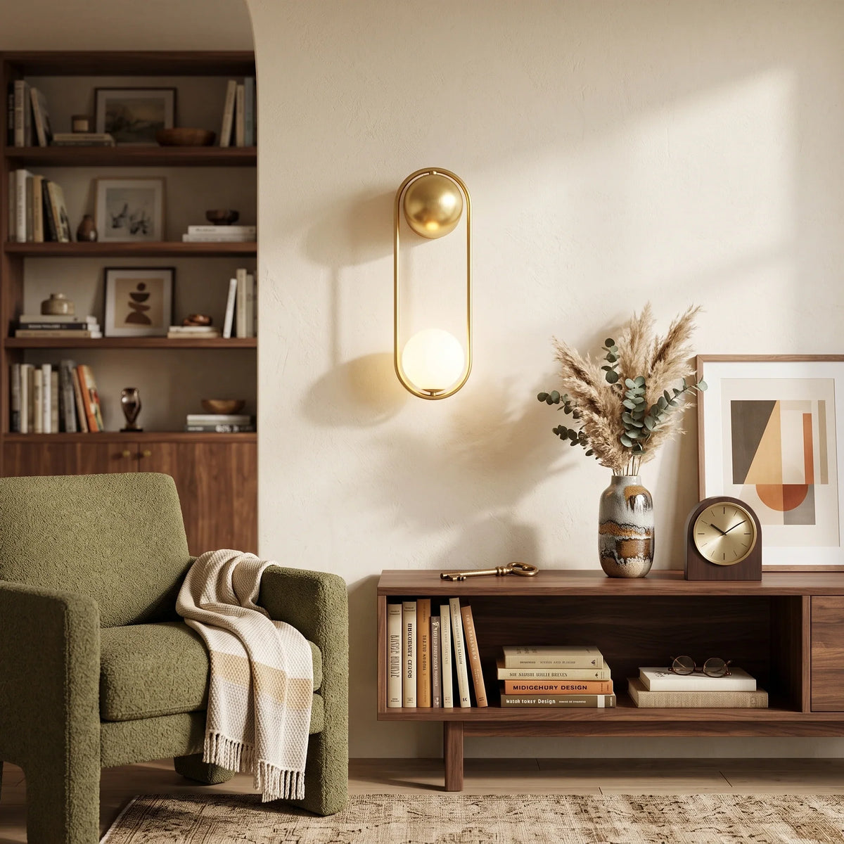 Orb Wall Sconce in brass for Hallway by AUVIELIGHT