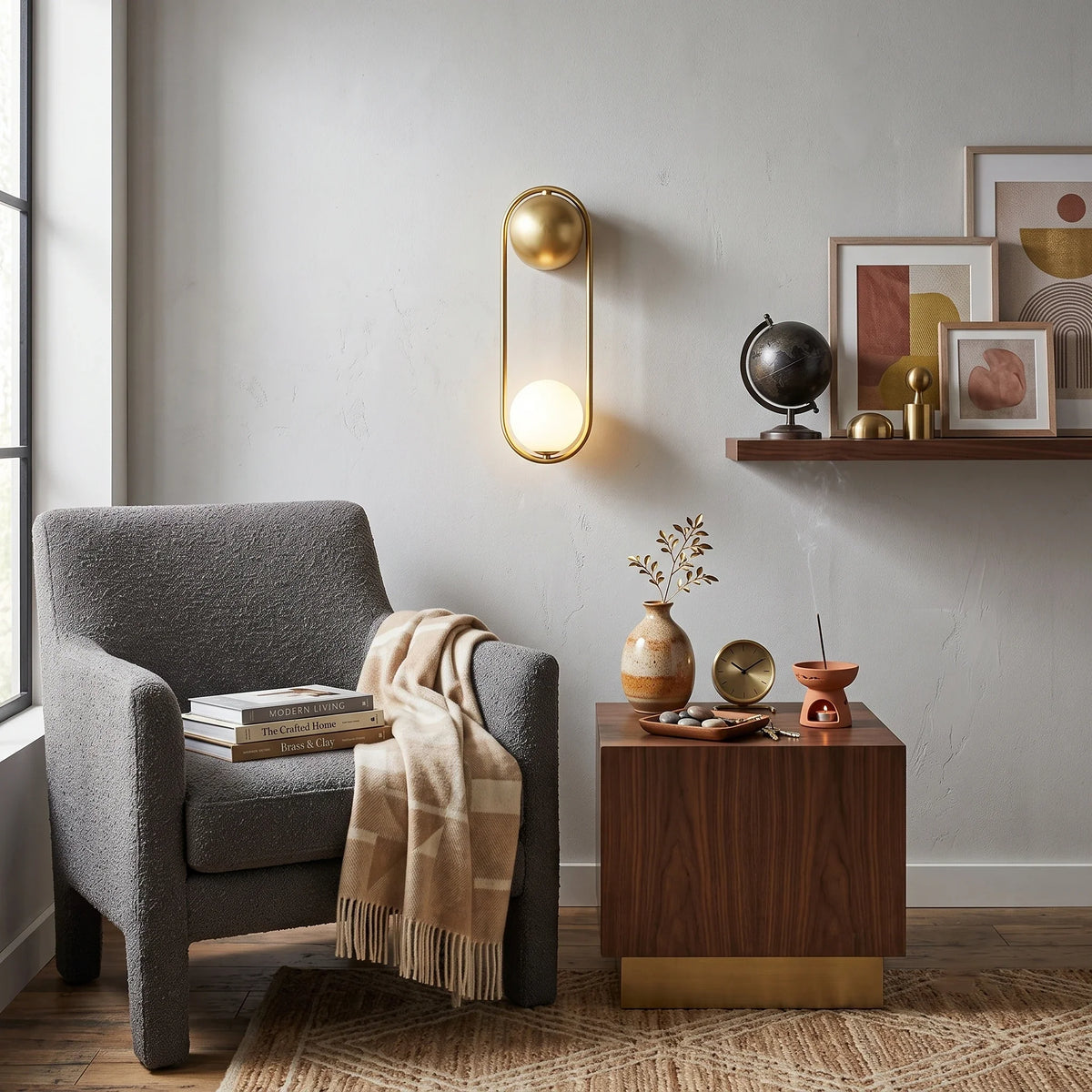 Orb Wall Sconce in brass for Hallway by AUVIELIGHT