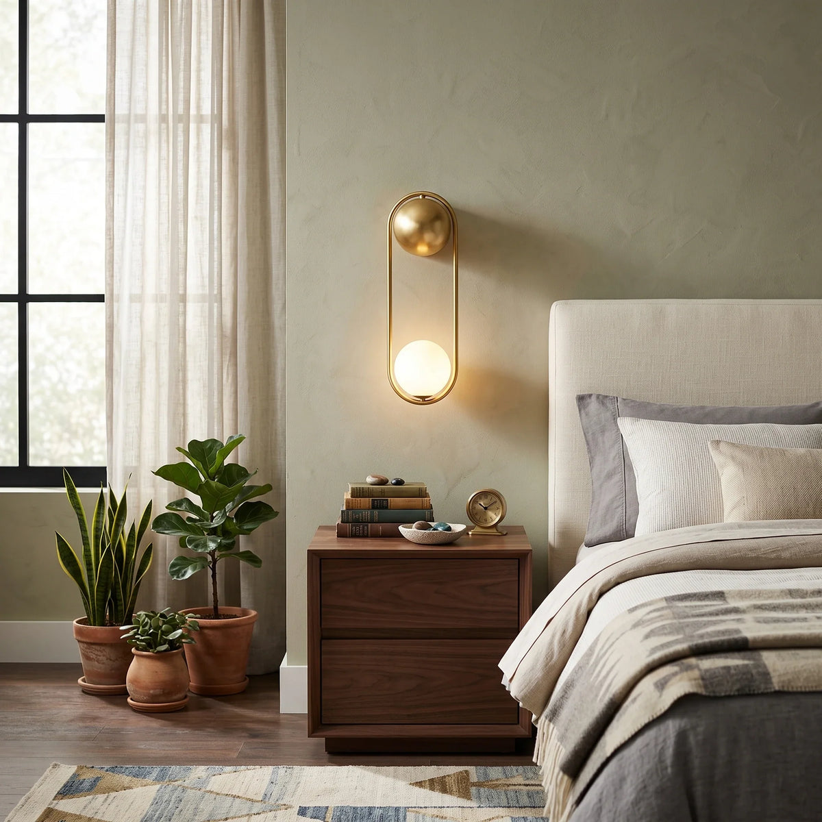Orb Wall Sconce in brass for Hallway by AUVIELIGHT
