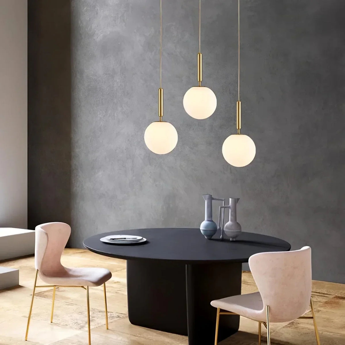 Rod Globe Pendant Light in alabaster for Kitchen Island by AUVIELIGHT