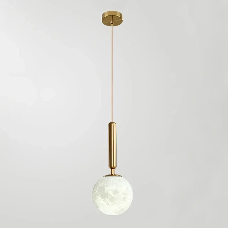Rod Globe Pendant Light in alabaster for Kitchen Island by AUVIELIGHT, Dia 12cm x H 35cm / ∅ 4.7″ x H 13.8″ / Gold + White