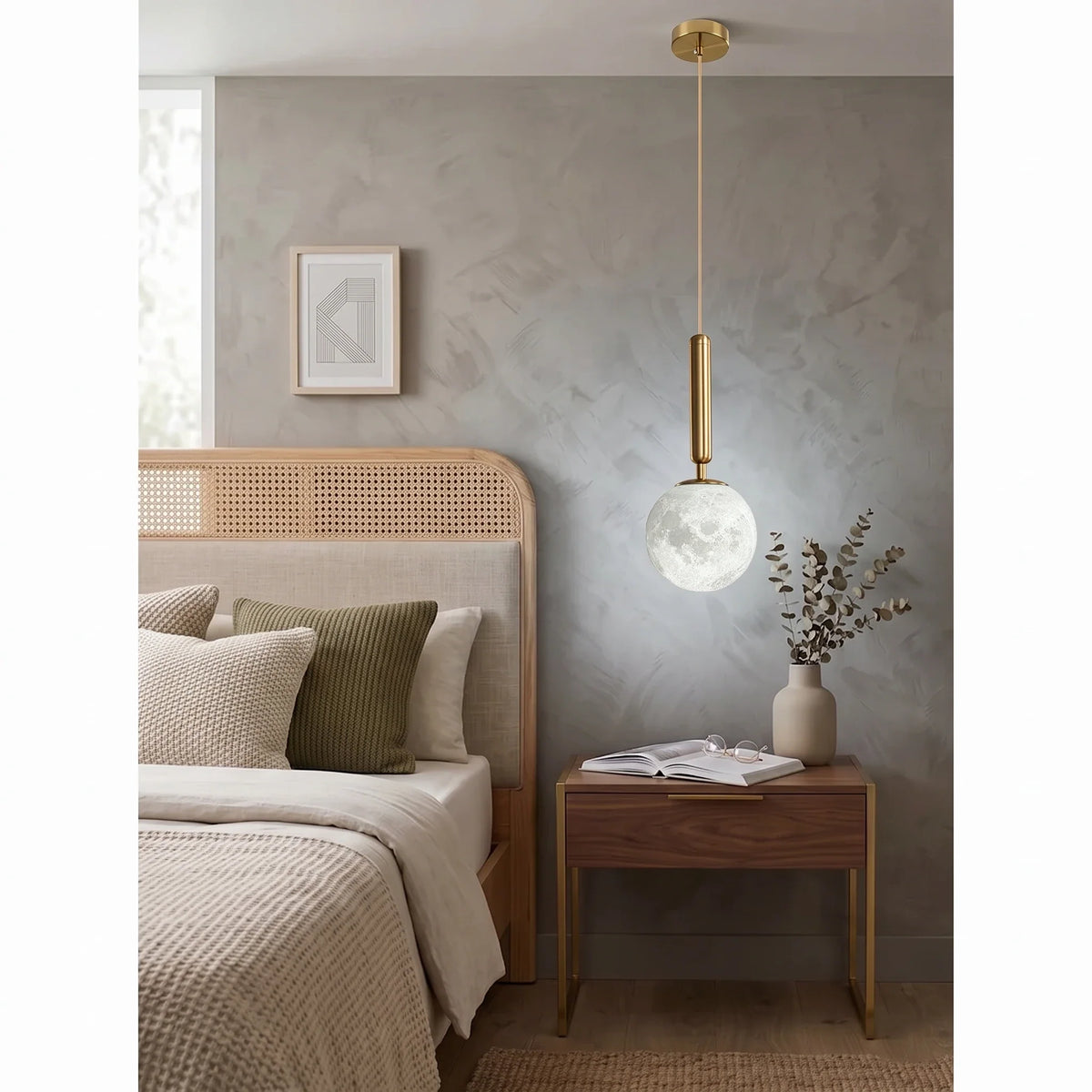 Rod Globe Pendant Light in alabaster for Kitchen Island by AUVIELIGHT