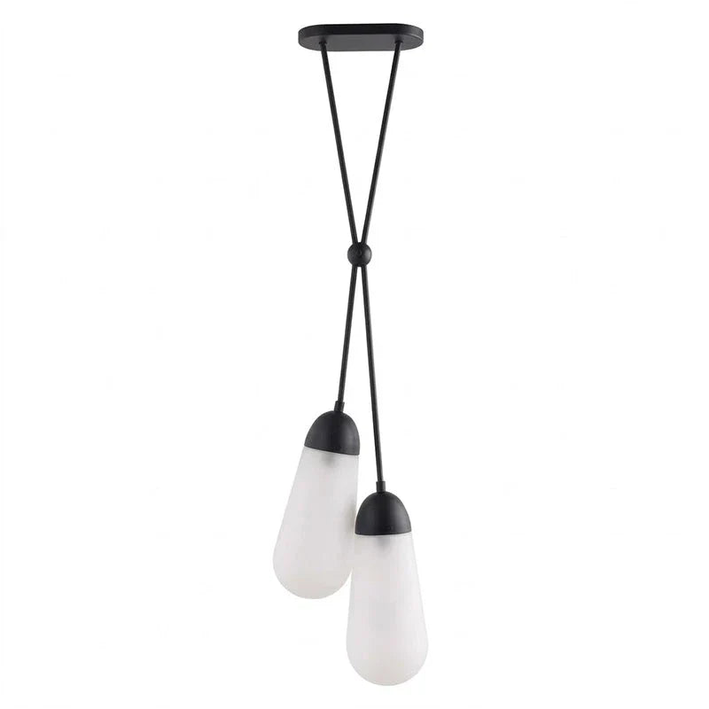 Teardrop Pendant Light in brass for Kitchen Island by AUVIELIGHT, 2 heads D 12cm x H 28cm / ∅ 4.7″ x H 11″ / Black & White
