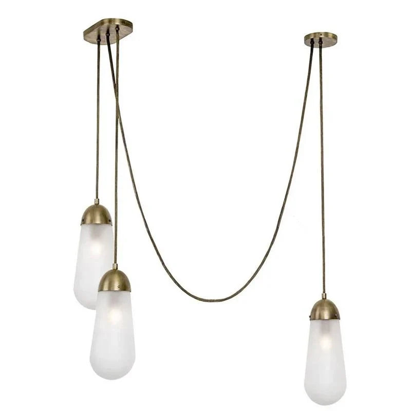 Teardrop Pendant Light in brass for Kitchen Island by AUVIELIGHT, 3 heads D 12cm x H 28cm / ∅ 4.7″ x H 11″ / Bronze & White