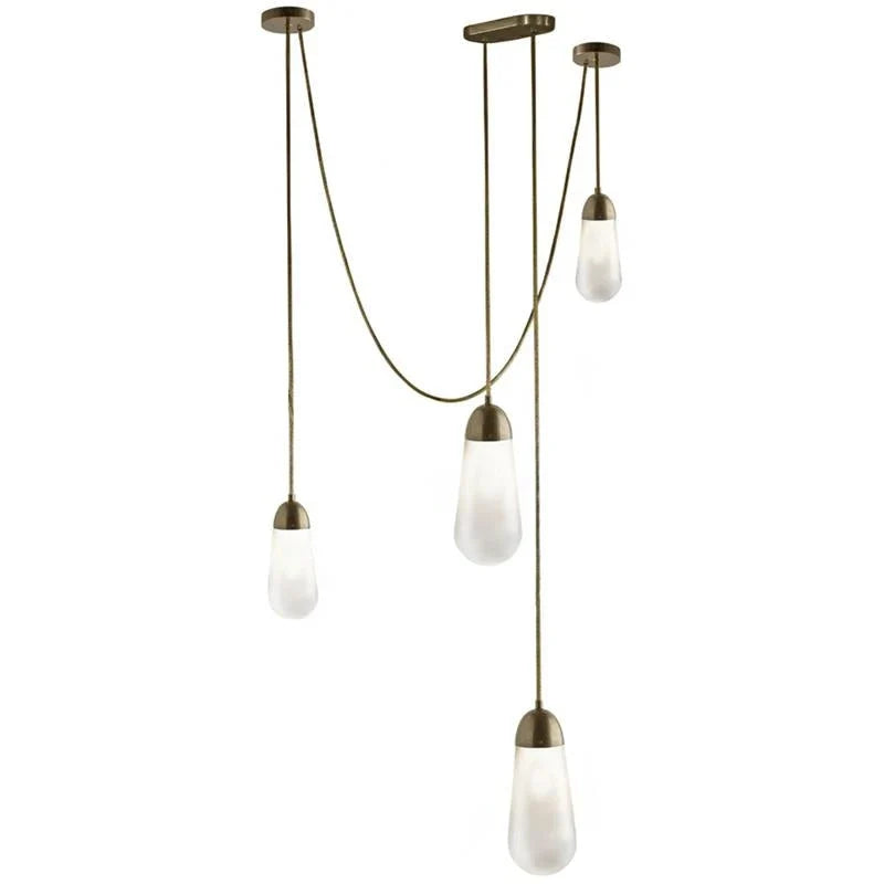Teardrop Pendant Light in brass for Kitchen Island by AUVIELIGHT, 4 heads D 12cm x H 28cm / ∅ 4.7″ x H 11″ / Bronze & White