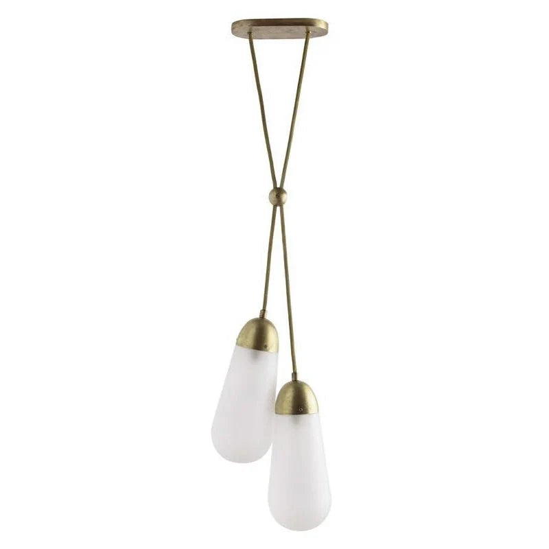 Teardrop Pendant Light in brass for Kitchen Island by AUVIELIGHT, 2 heads D 12cm x H 28cm / ∅ 4.7″ x H 11″ / Bronze & White