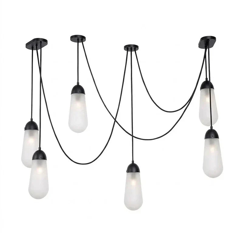 Teardrop Pendant Light in brass for Kitchen Island by AUVIELIGHT, 6 heads D 12cm x H 28cm / ∅ 4.7″ x H 11″ / Black & White