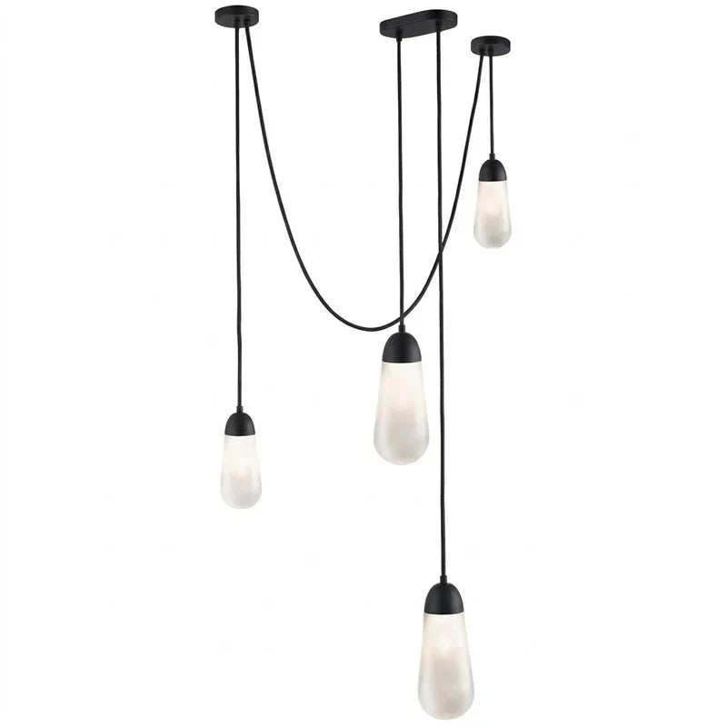 Teardrop Pendant Light in brass for Kitchen Island by AUVIELIGHT, 4 heads D 12cm x H 28cm / ∅ 4.7″ x H 11″ / Black & White