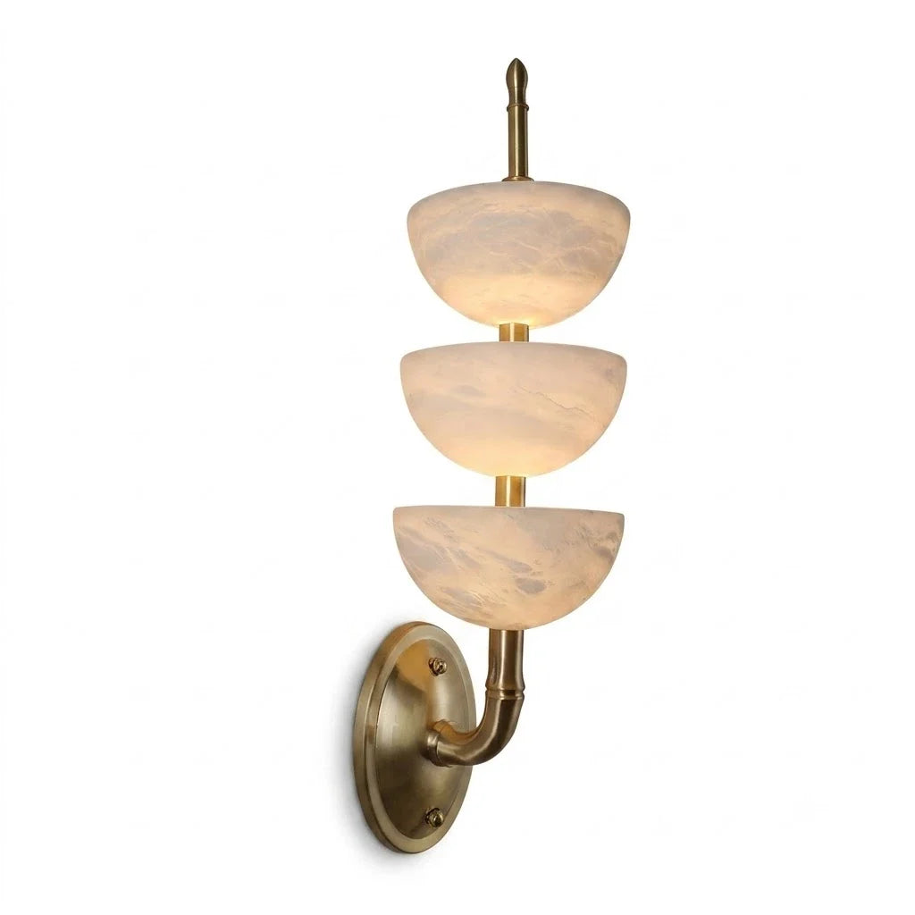 Tiered Wall Sconce in alabaster for Hallway by AUVIELIGHT