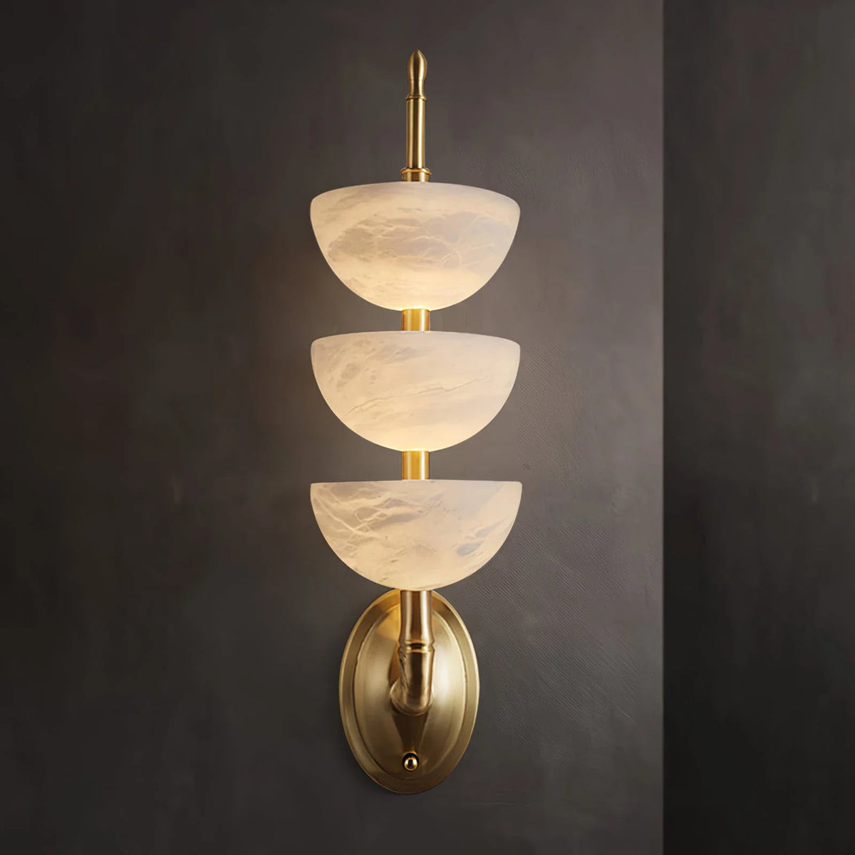 Tiered Wall Sconce in alabaster for Hallway by AUVIELIGHT