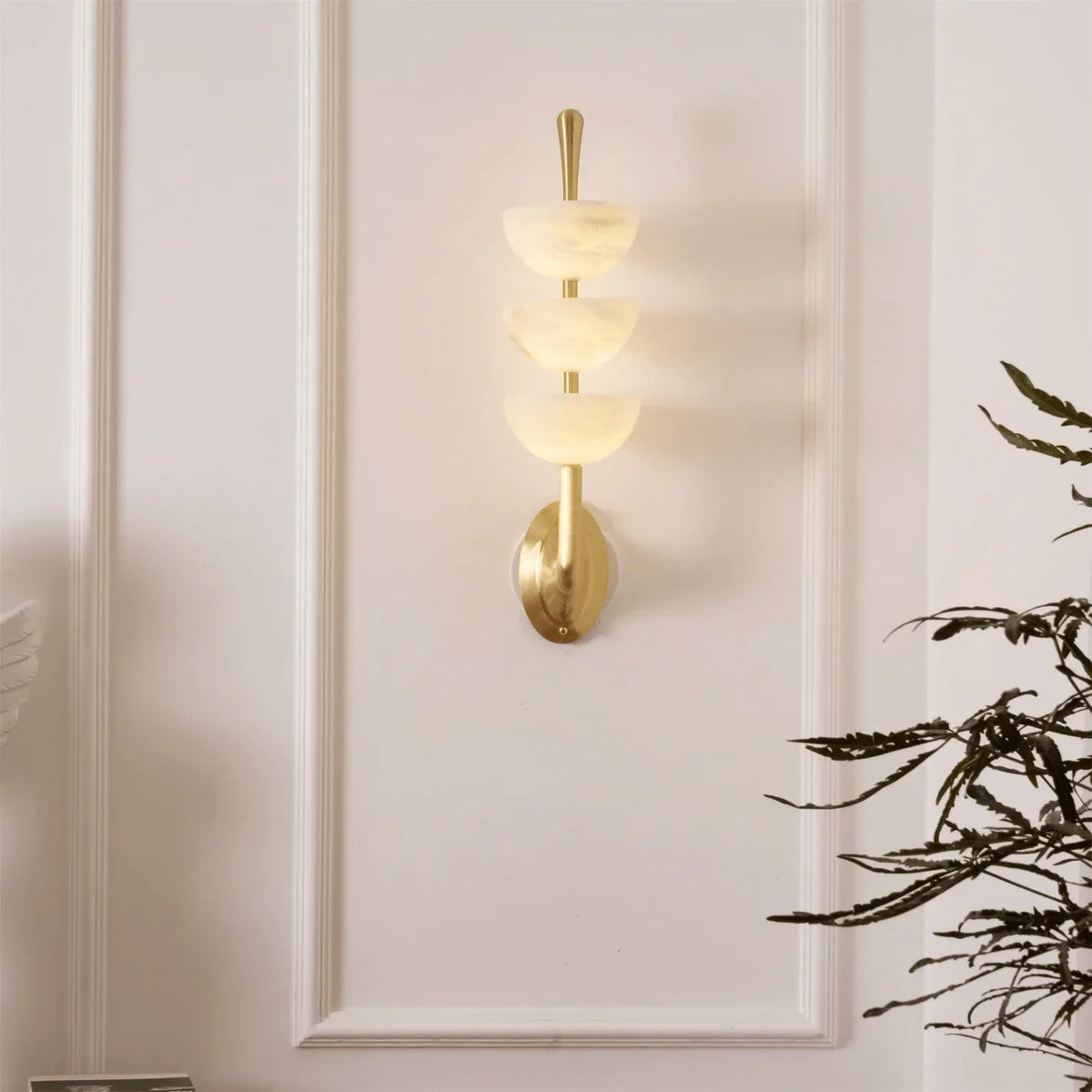 Tiered Wall Sconce in alabaster for Hallway by AUVIELIGHT