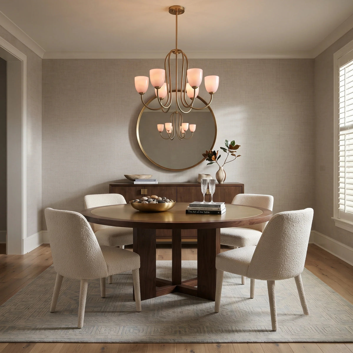 Modern Chandelier in rose brass for Dining Room by AUVIELIGHT