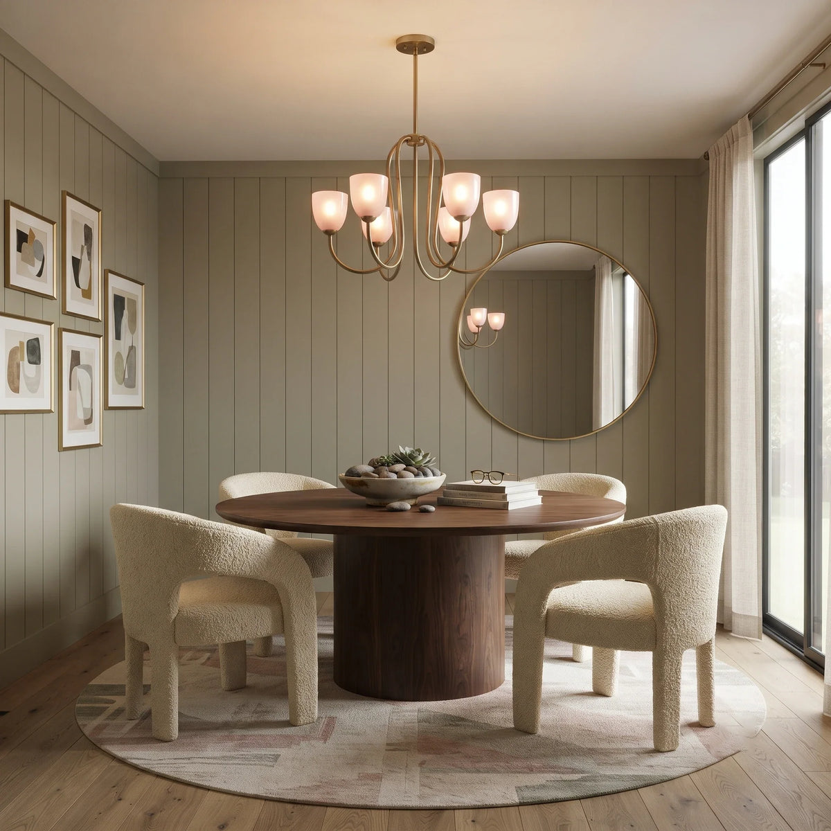 Modern Chandelier in rose brass for Dining Room by AUVIELIGHT