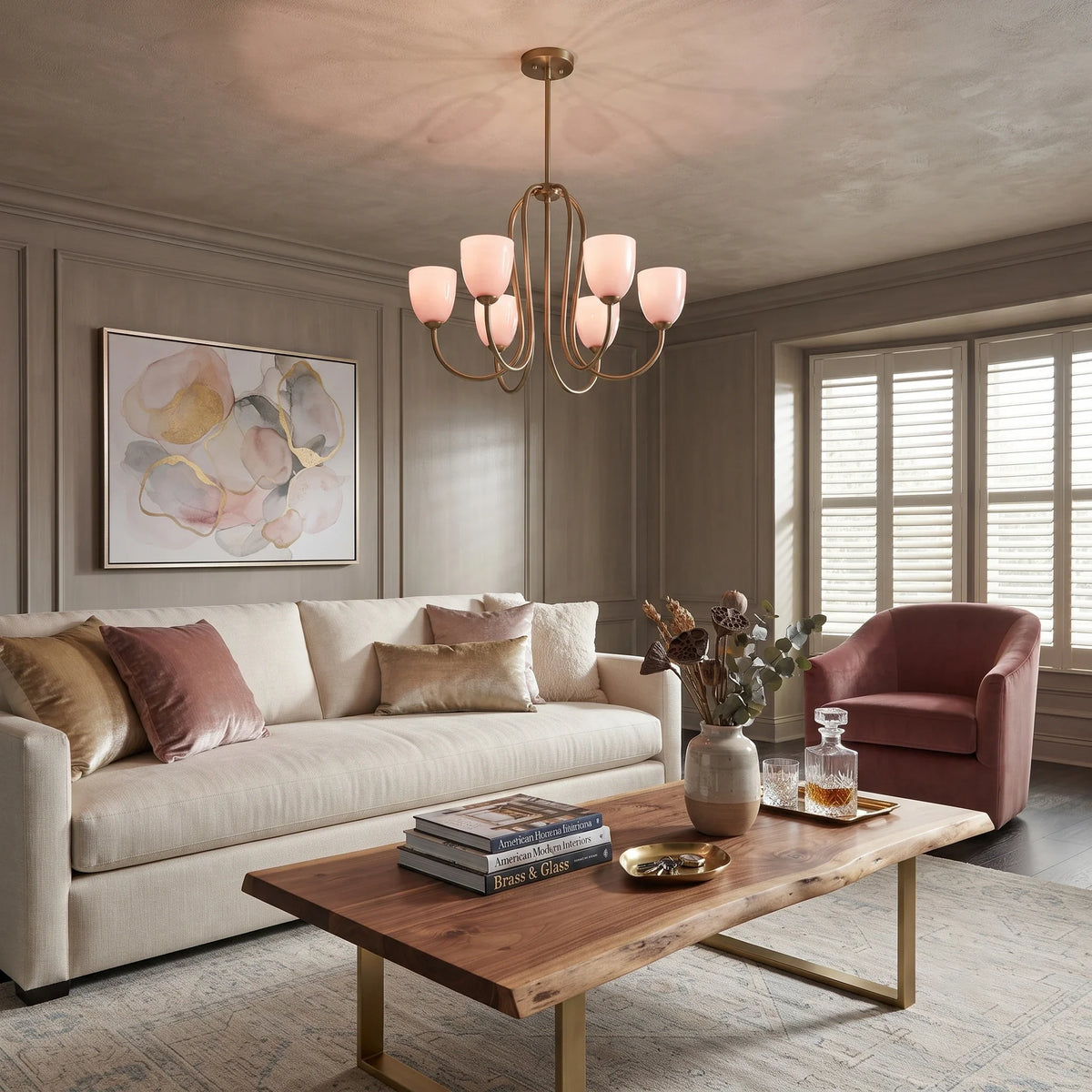 Modern Chandelier in rose brass for Dining Room by AUVIELIGHT