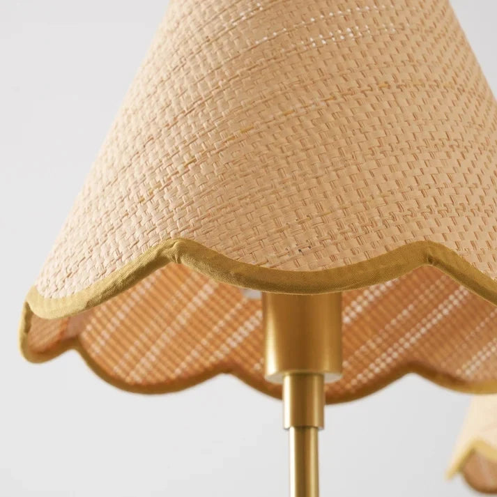 Scalloped Chandelier in rattan for Dining Room by AUVIELIGHT
