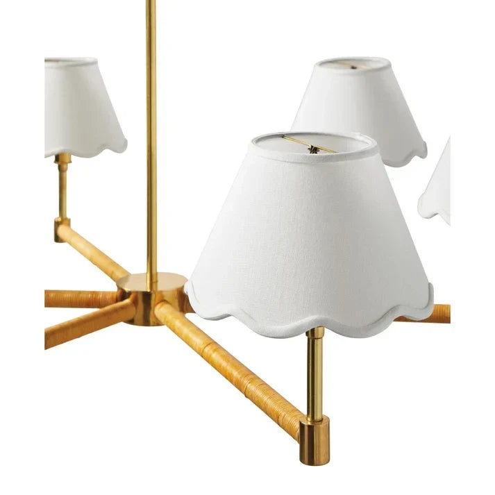Scalloped Chandelier in rattan for Dining Room by AUVIELIGHT