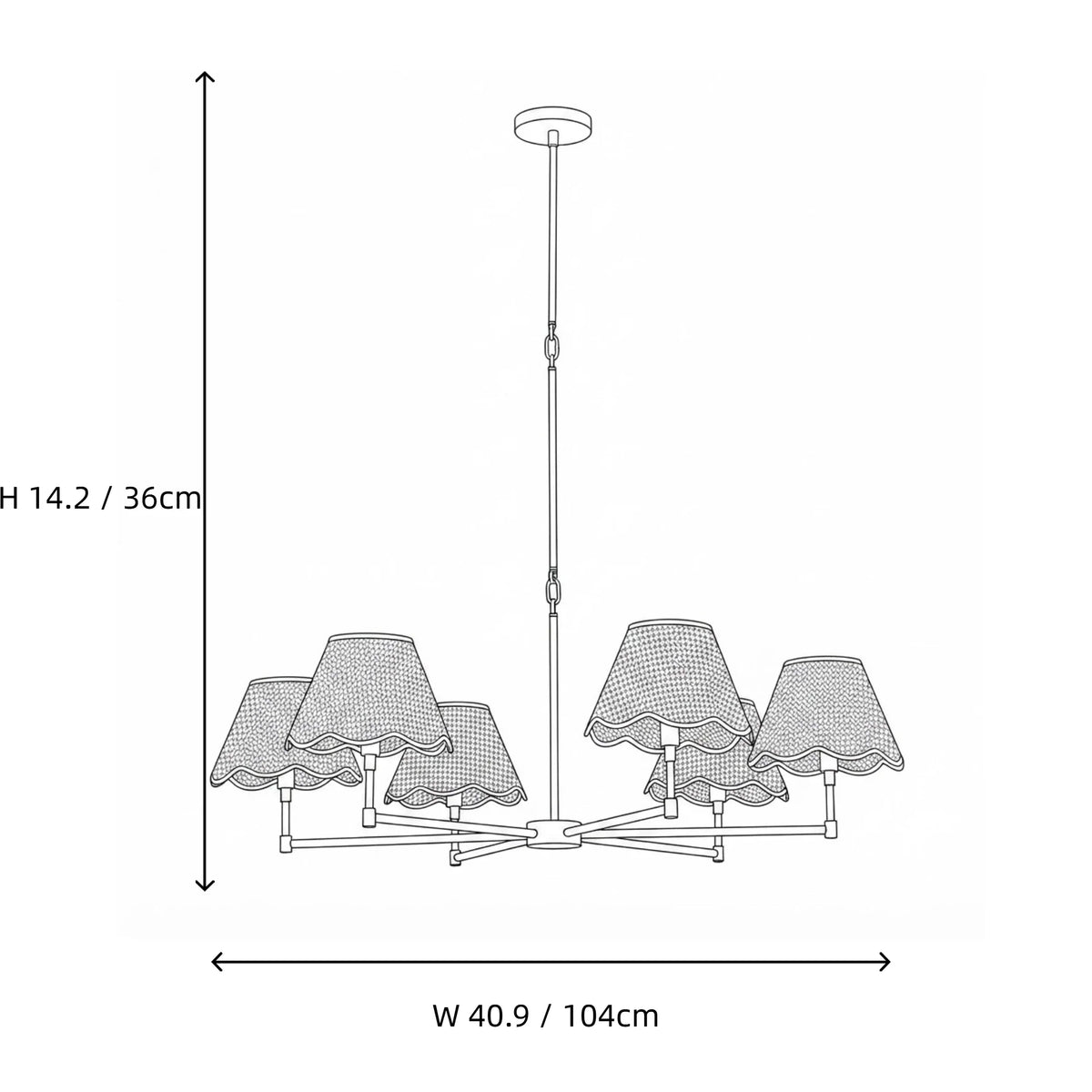 Scalloped Chandelier in rattan for Dining Room by AUVIELIGHT