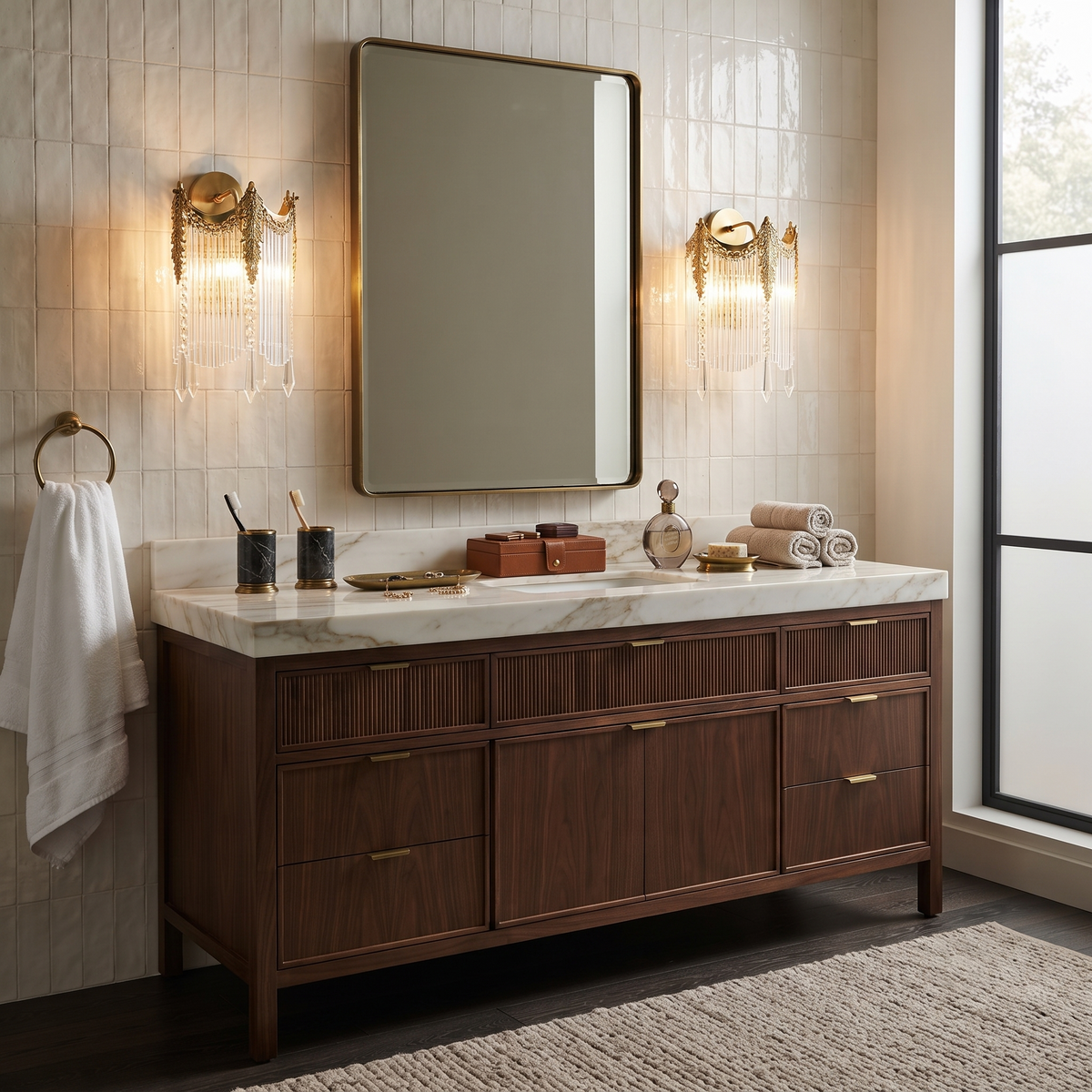 Fringe Wall Sconce in crystal for Hallway by AUVIELIGHT