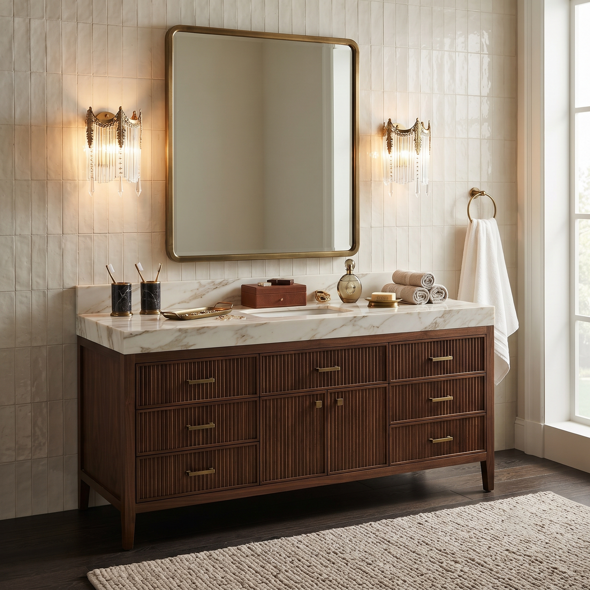 Fringe Wall Sconce in crystal for Hallway by AUVIELIGHT