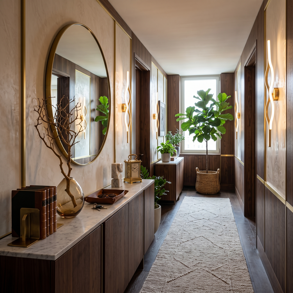 Silica Gel Linear Wall Sconce in brass for Hallway by AUVIELIGHT