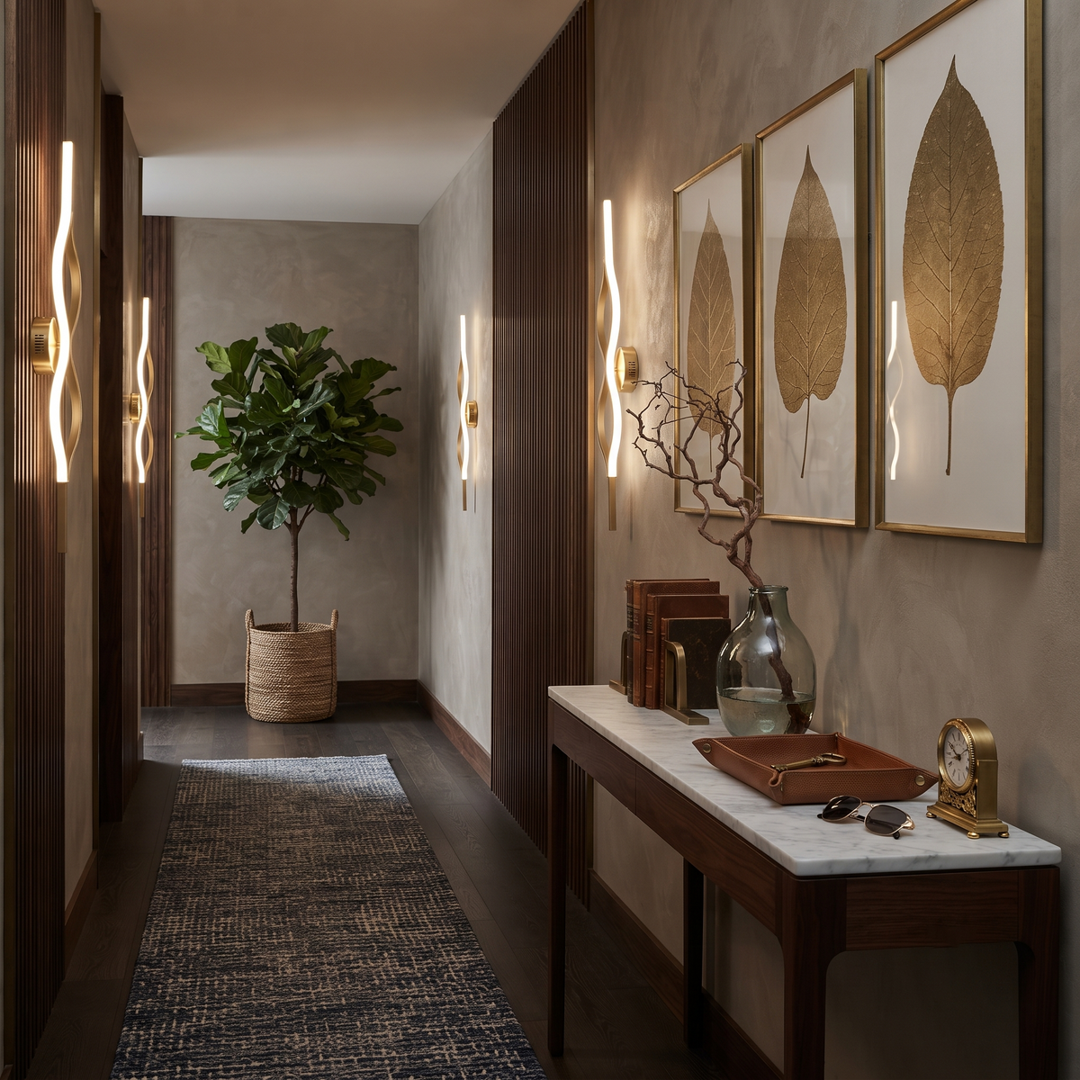 Silica Gel Linear Wall Sconce in brass for Hallway by AUVIELIGHT