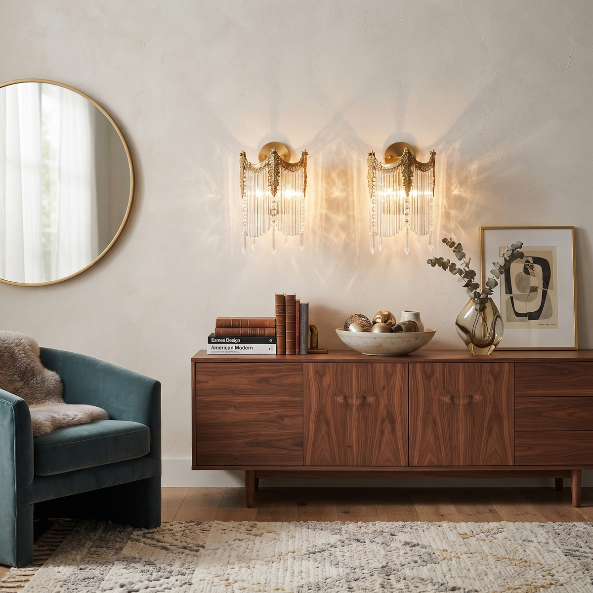 Fringe Wall Sconce in crystal for Hallway by AUVIELIGHT