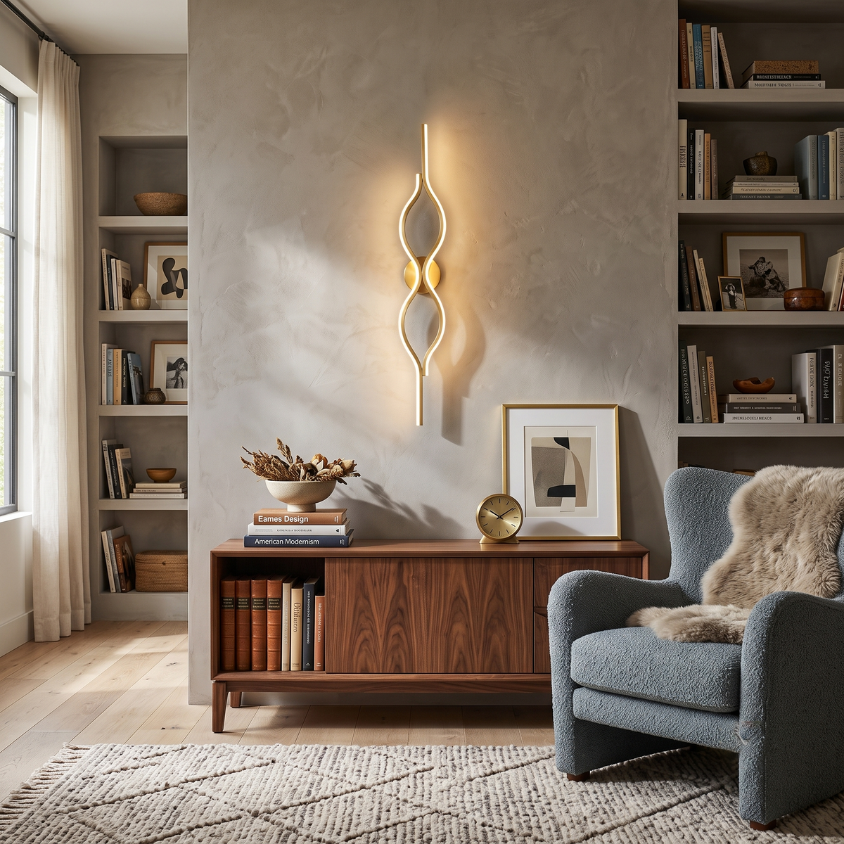 Silica Gel Linear Wall Sconce in brass for Hallway by AUVIELIGHT