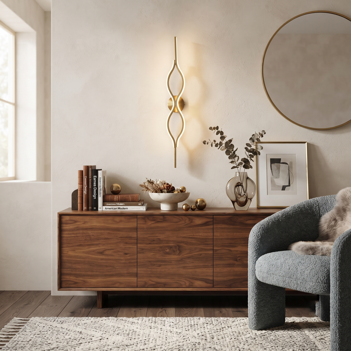 Silica Gel Linear Wall Sconce in brass for Hallway by AUVIELIGHT