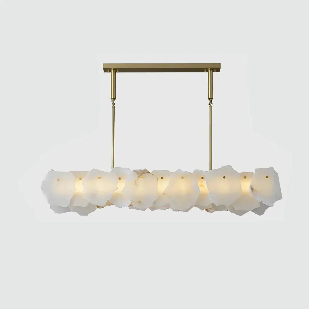 Burton Chandelier in alabaster for Dining Room by AUVIELIGHT, L 100cm x H 80cm / ∅ 39.4″ x H 31.5″ / Gold & White
