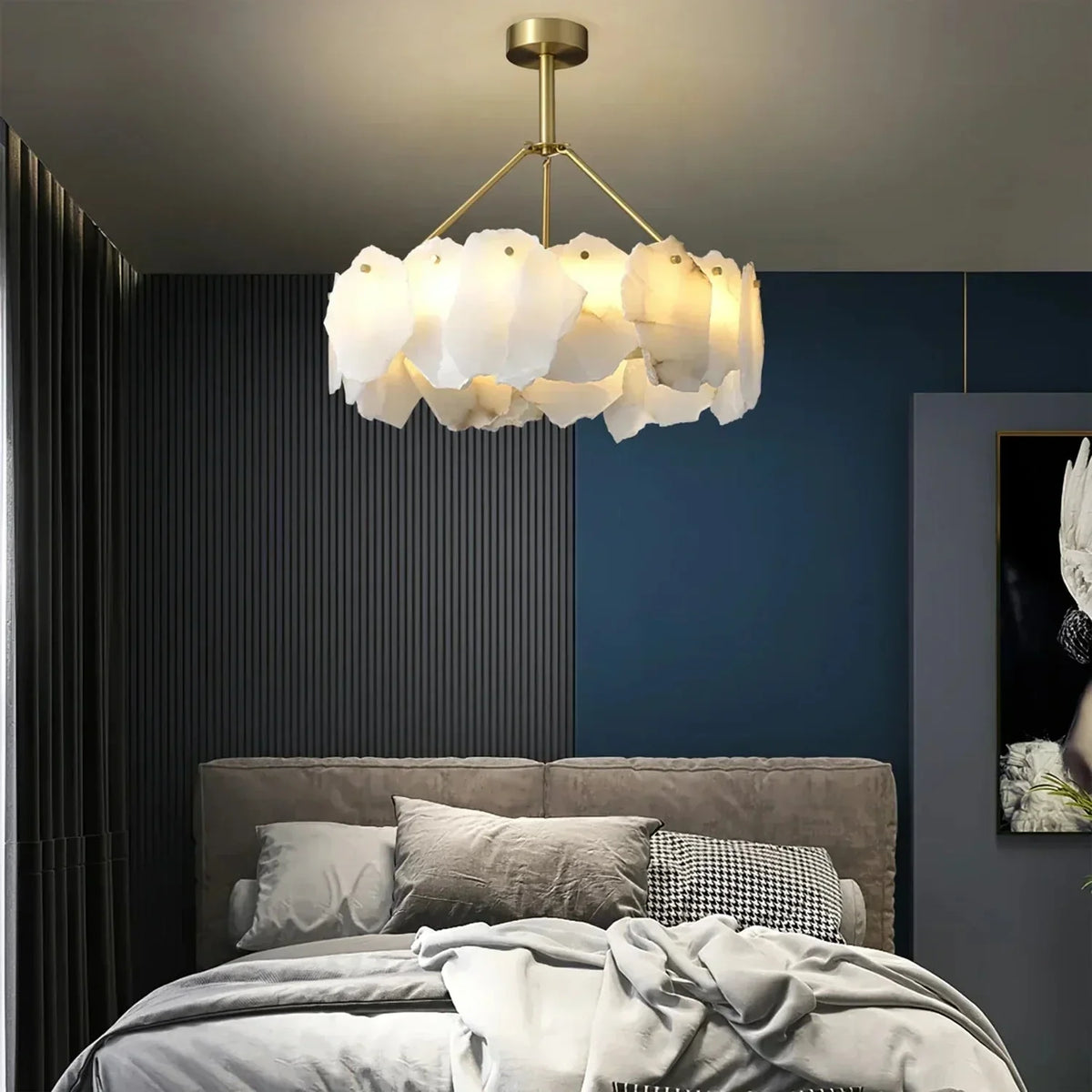 Burton Chandelier in alabaster for Dining Room by AUVIELIGHT