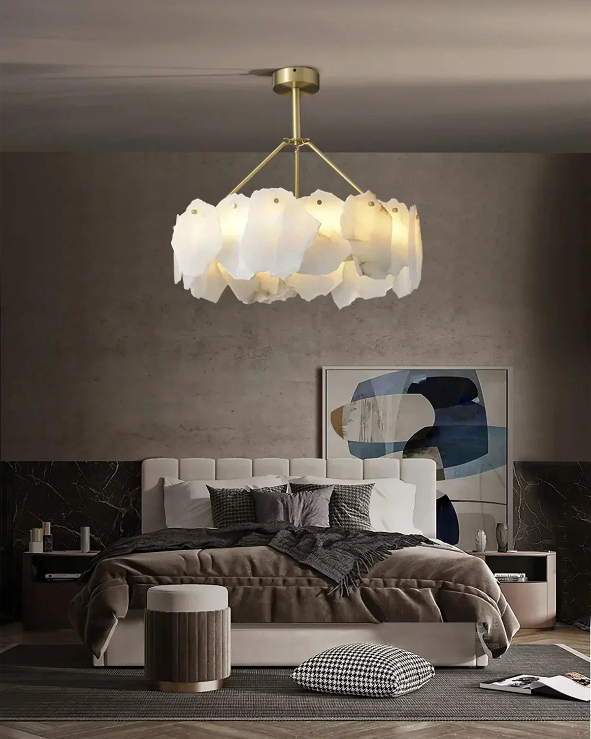 Burton Chandelier in alabaster for Dining Room by AUVIELIGHT