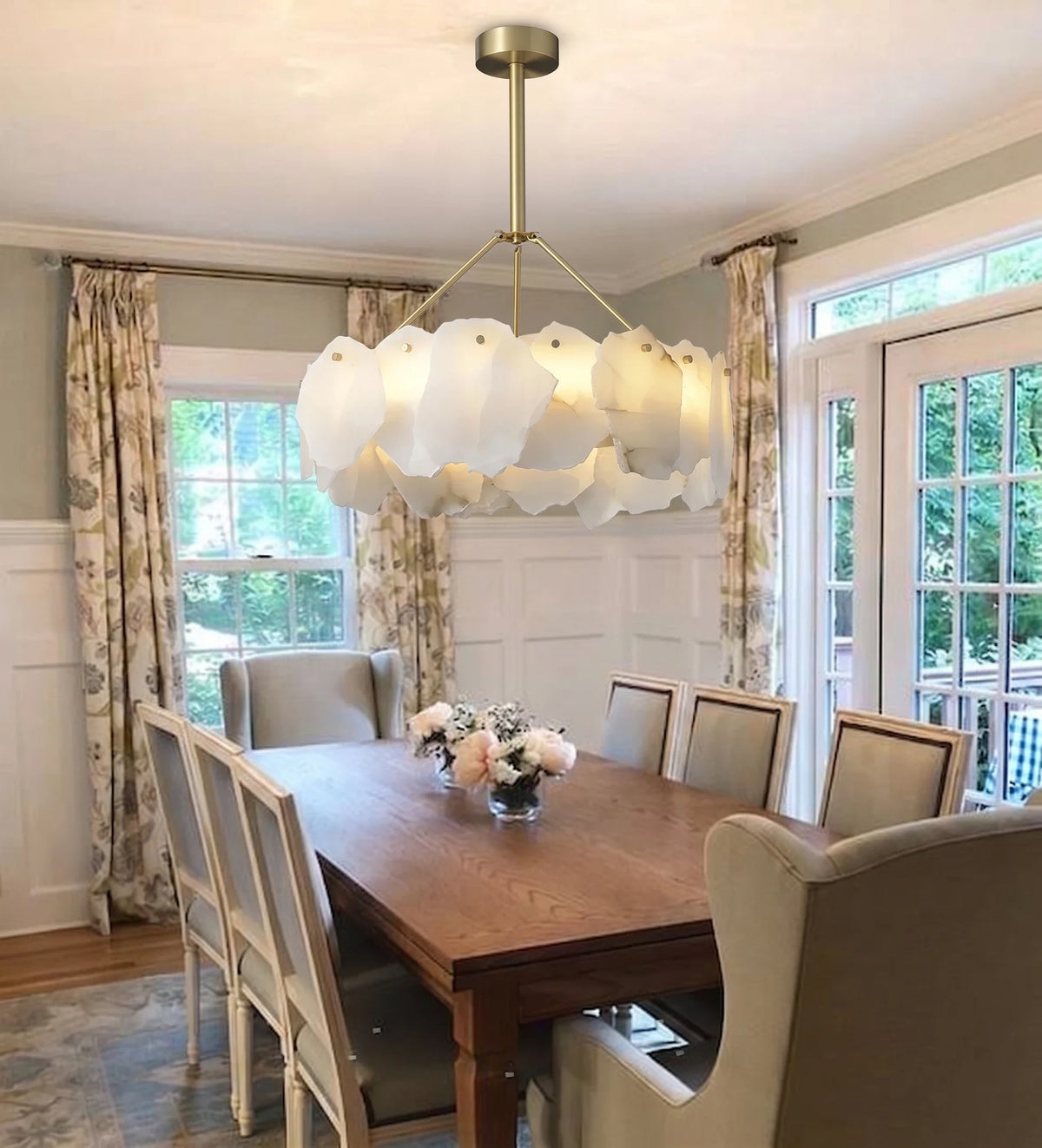 Burton Chandelier in alabaster for Dining Room by AUVIELIGHT