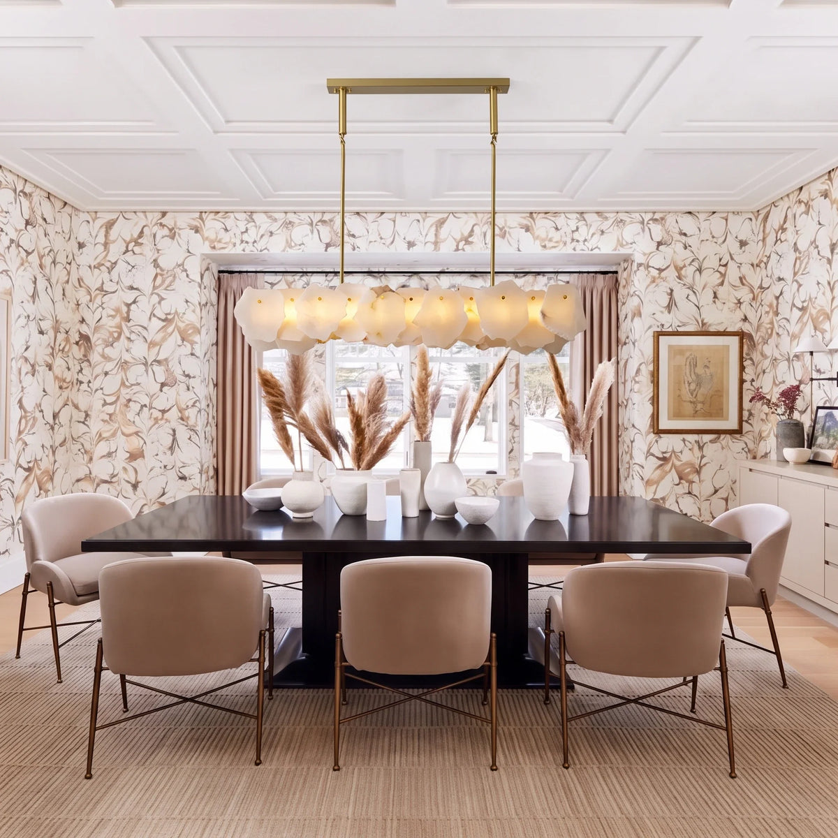 Burton Chandelier in alabaster for Dining Room by AUVIELIGHT