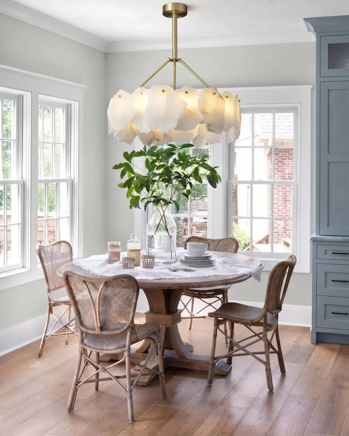 Burton Chandelier in alabaster for Dining Room by AUVIELIGHT
