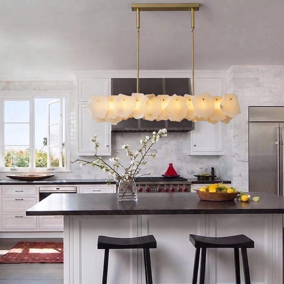 Burton Chandelier in alabaster for Dining Room by AUVIELIGHT