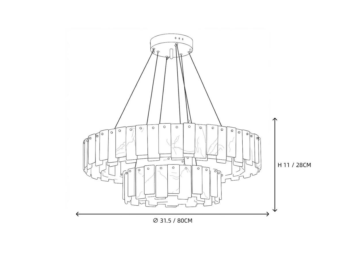 Cable-Hung Ring Chandelier in alabaster for Dining Room by AUVIELIGHT