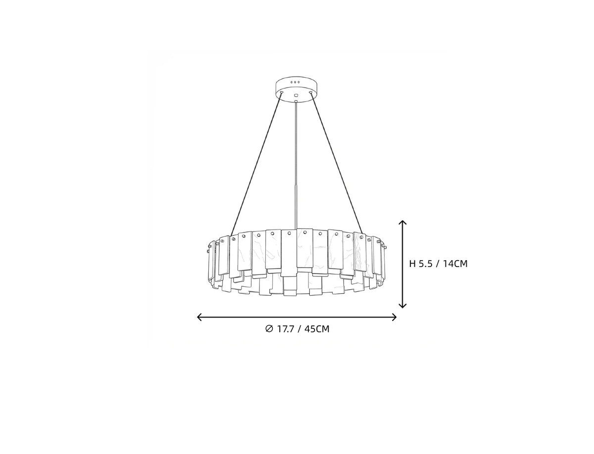 Cable-Hung Ring Chandelier in alabaster for Dining Room by AUVIELIGHT