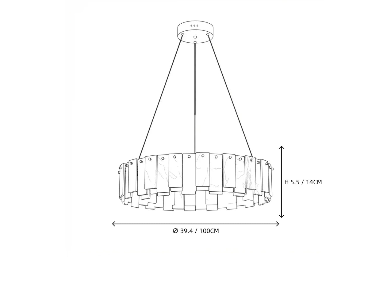 Cable-Hung Ring Chandelier in alabaster for Dining Room by AUVIELIGHT