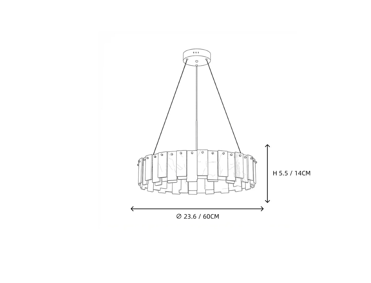 Cable-Hung Ring Chandelier in alabaster for Dining Room by AUVIELIGHT