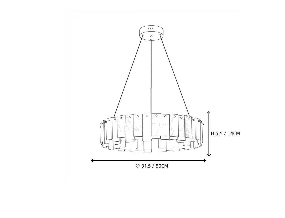 Cable-Hung Ring Chandelier in alabaster for Dining Room by AUVIELIGHT