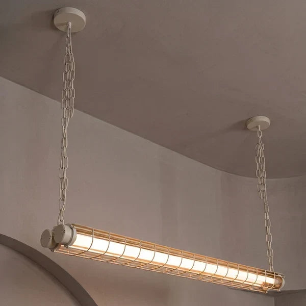Cage Pendant Light for Kitchen Island by AUVIELIGHT, 123cm x W 10cm x H 10cm / L 48.4″ x W 3.9″ x H 3.9″ / Apricot / Warm Light