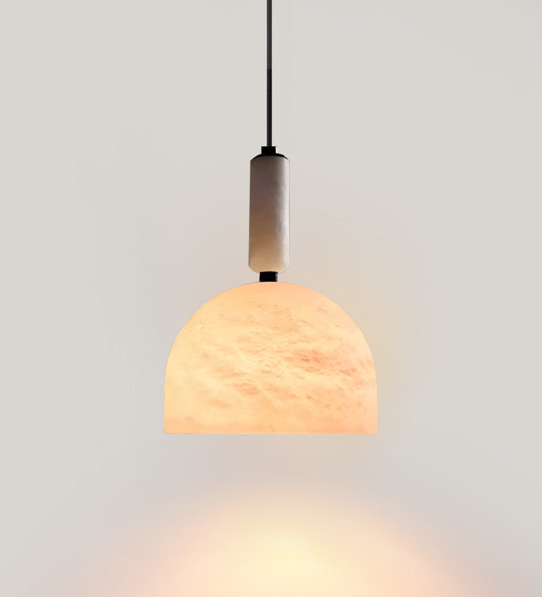 Cairo Dome Pendant Light in alabaster for Kitchen Island by AUVIELIGHT, Dia 18 cm × H 24.5cm / ∅ 7.1″ × H 9.6″ / White & Brass