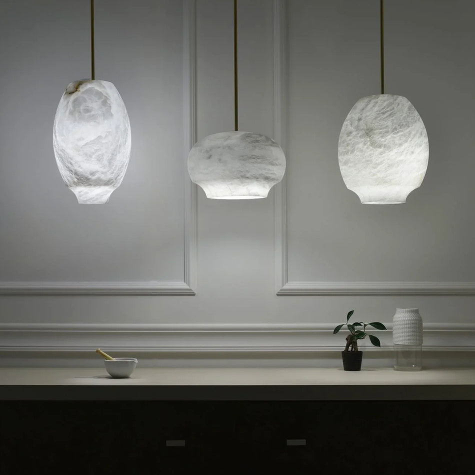 Camille Pendant Light in alabaster for Kitchen Island by AUVIELIGHT