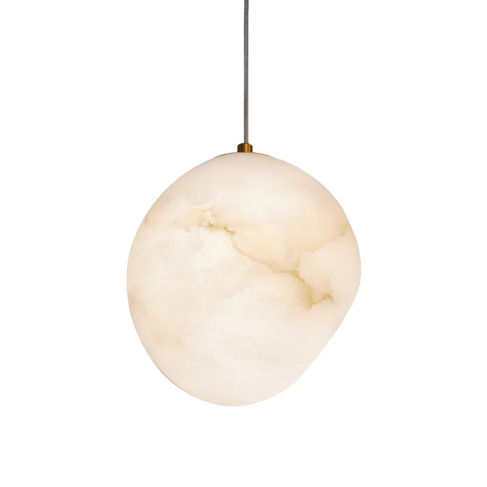 Galet Pendant Light in alabaster for Kitchen Island by AUVIELIGHT, Dia 19cm x H 18cm / ∅ 7.5″ x H 7.1″ / White / Warm White