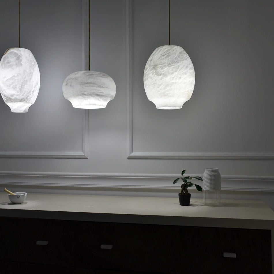 Camille Pendant Light in alabaster for Kitchen Island by AUVIELIGHT