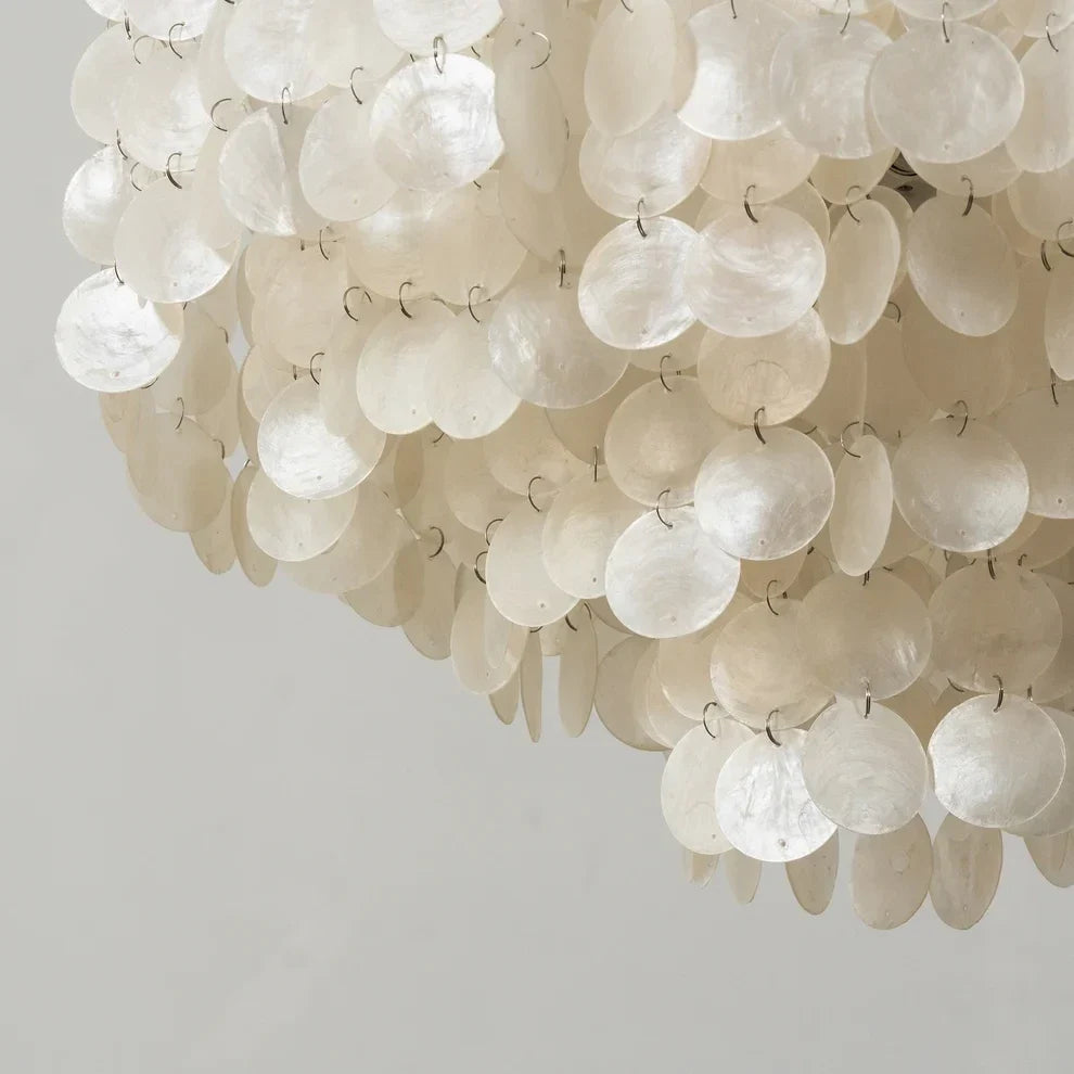 Capiz Shell Flush Mount for Low Ceilings by AUVIELIGHT