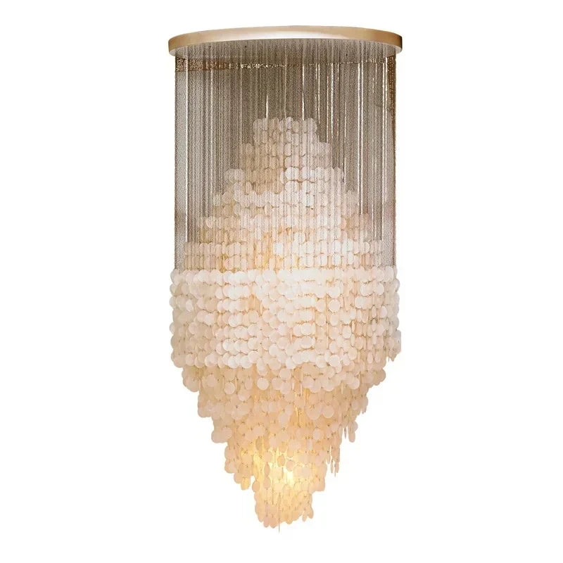 Capiz Shell Flush Mount for Low Ceilings by AUVIELIGHT