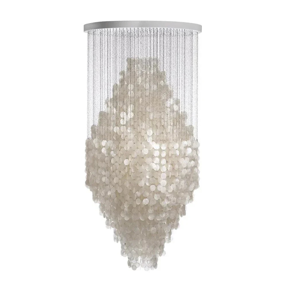 Capiz Shell Flush Mount for Low Ceilings by AUVIELIGHT, D 100cm x H 200cm / ∅ 39.4″ x H 78.7″ / White and 1 other sizes