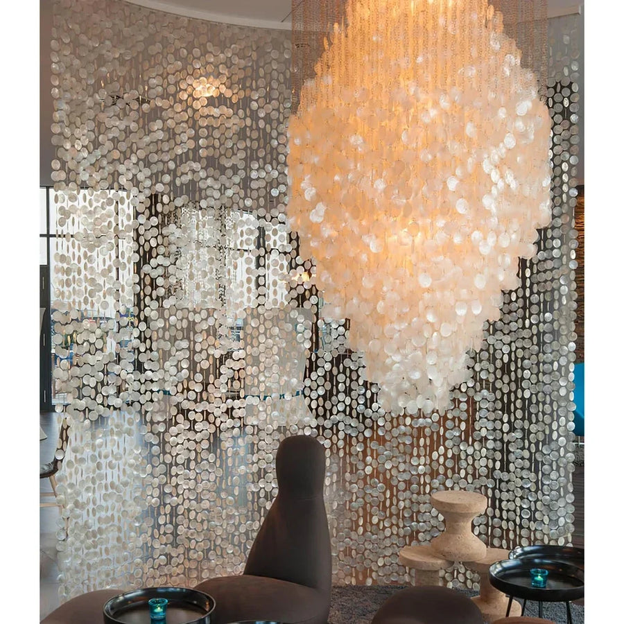 Capiz Shell Flush Mount for Low Ceilings by AUVIELIGHT